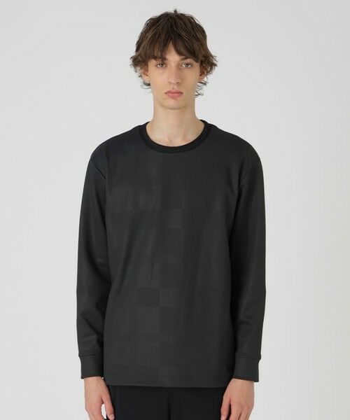 BLUE LABEL / BLACK LABEL CRESTBRIDGE/ブルーレーベル / ブラックレーベル・クレストブリッジ 【BLACK lab.】エンボスシャドーチェックカットソー ブラック 4L BLUE LABEL / BLACK LABEL CRESTBRIDGE/ブルーレーベル / ブラックレーベル・クレストブリッジ 【BLACK lab.】エンボスシャドーチェックカットソー ブラック 4L
