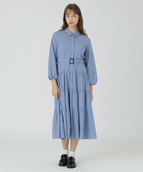 BLUE LABEL / BLACK LABEL CRESTBRIDGE/ブルーレーベル / ブラックレーベル・クレストブリッジ 【店舗限定】ウールツイルティアードドレス サックス1 38 BLUE LABEL / BLACK LABEL CRESTBRIDGE/ブルーレーベル / ブラックレーベル・クレストブリッジ 【店舗限定】ウールツイルティアードドレス サックス1 38