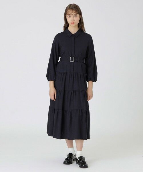 BLUE LABEL / BLACK LABEL CRESTBRIDGE/ブルーレーベル / ブラックレーベル・クレストブリッジ 【店舗限定】ウールツイルティアードドレス ネイビー3 38 BLUE LABEL / BLACK LABEL CRESTBRIDGE/ブルーレーベル / ブラックレーベル・クレストブリッジ 【店舗限定】ウールツイルティアードドレス ネイビー3 38