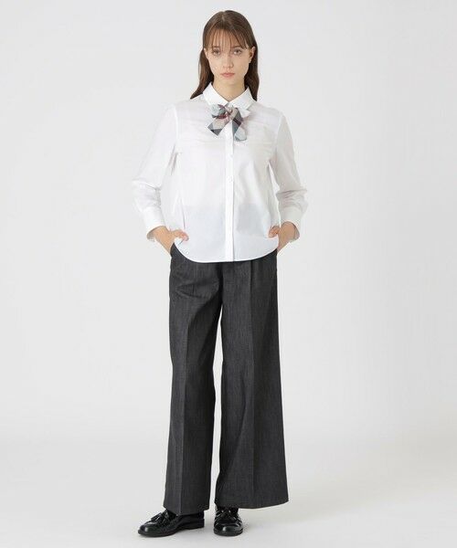 BLUE LABEL / BLACK LABEL CRESTBRIDGE / ブルーレーベル / ブラックレーベル・クレストブリッジ  シャツ・ブラウス | ソリッドブロードリボンタイ付きシャツ | 詳細1