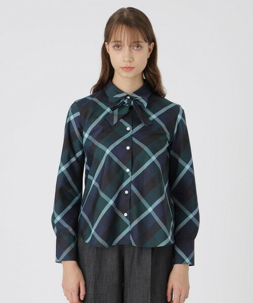 BLUE LABEL / BLACK LABEL CRESTBRIDGE/ブルーレーベル / ブラックレーベル・クレストブリッジ クレストブリッジチェックハーフスパンツイルリボンタイ付きシャツ ネイビー3 36 BLUE LABEL / BLACK LABEL CRESTBRIDGE/ブルーレーベル / ブラックレーベル・クレストブリッジ クレストブリッジチェックハーフスパンツイルリボンタイ付きシャツ ネイビー3 36