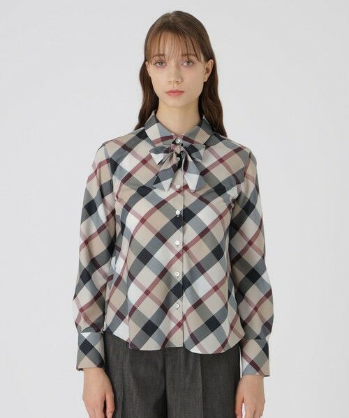 BLUE LABEL / BLACK LABEL CRESTBRIDGE/ブルーレーベル / ブラックレーベル・クレストブリッジ クレストブリッジチェックハーフスパンツイルリボンタイ付きシャツ ベージュ3 38 BLUE LABEL / BLACK LABEL CRESTBRIDGE/ブルーレーベル / ブラックレーベル・クレストブリッジ クレストブリッジチェックハーフスパンツイルリボンタイ付きシャツ ベージュ3 38