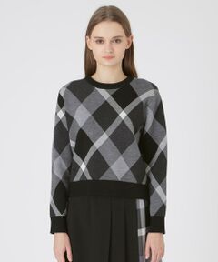 美品　ブルーレーベルクレストブリッジ 長袖 トップス ニット　ブルー　リボン BLUE LABEL CRESTBRIDGE ブルーレーベルクレストブリッジ サイド