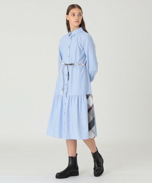 BLUE LABEL / BLACK LABEL CRESTBRIDGE / ブルーレーベル / ブラックレーベル・クレストブリッジ  ドレス | 【一部店舗限定】コットンライクナチュラルローンシャツドレス（サックス1）