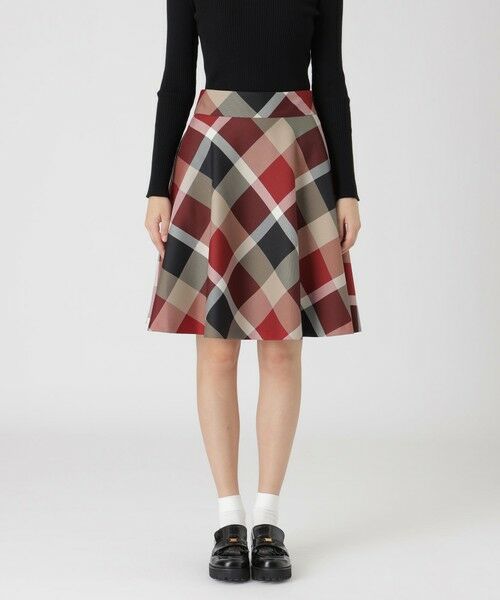 BLUE LABEL / BLACK LABEL CRESTBRIDGE / ブルーレーベル / ブラックレーベル・クレストブリッジ ミニ・ひざ丈スカート | 【一部店舗限定】クレストブリッジチェックフレアスカート(レッド1)