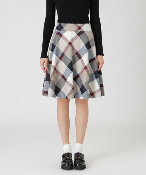 BLUE LABEL / BLACK LABEL CRESTBRIDGE / ブルーレーベル / ブラックレーベル・クレストブリッジ ミニ・ひざ丈スカート | 【一部店舗限定】クレストブリッジチェックフレアスカート(ベージュ3)