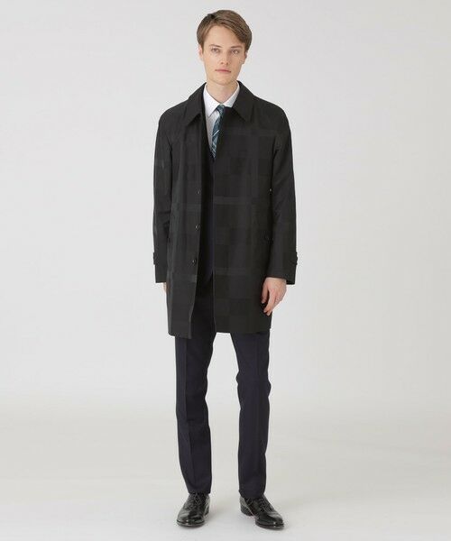 BLUE LABEL / BLACK LABEL CRESTBRIDGE/ブルーレーベル / ブラックレーベル・クレストブリッジ シャドーチェックラミネートステンカラーコート ブラック LL