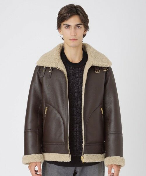 BLUE LABEL / BLACK LABEL CRESTBRIDGE/ブルーレーベル / ブラックレーベル・クレストブリッジ ECOPELシアリングアビエイタージャケット ブラウン9 L