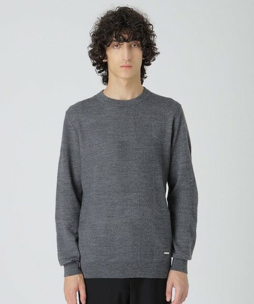 BLUE LABEL / BLACK LABEL CRESTBRIDGE/ブルーレーベル / ブラックレーベル・クレストブリッジ シャドーチェッククルーネックニット グレー3 M BLUE LABEL / BLACK LABEL CRESTBRIDGE/ブルーレーベル / ブラックレーベル・クレストブリッジ シャドーチェッククルーネックニット グレー3 M
