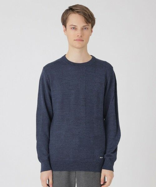BLUE LABEL / BLACK LABEL CRESTBRIDGE/ブルーレーベル / ブラックレーベル・クレストブリッジ シャドーチェッククルーネックニット ブルー2 L BLUE LABEL / BLACK LABEL CRESTBRIDGE/ブルーレーベル / ブラックレーベル・クレストブリッジ シャドーチェッククルーネックニット ブルー2 L