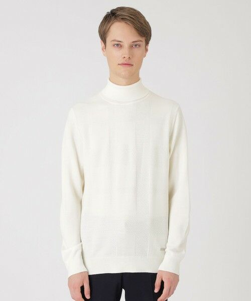 BLUE LABEL / BLACK LABEL CRESTBRIDGE/ブルーレーベル / ブラックレーベル・クレストブリッジ シャドーチェックタートルネックニット オフホワイト1 L BLUE LABEL / BLACK LABEL CRESTBRIDGE/ブルーレーベル / ブラックレーベル・クレストブリッジ シャドーチェックタートルネックニット オフホワイト1 L