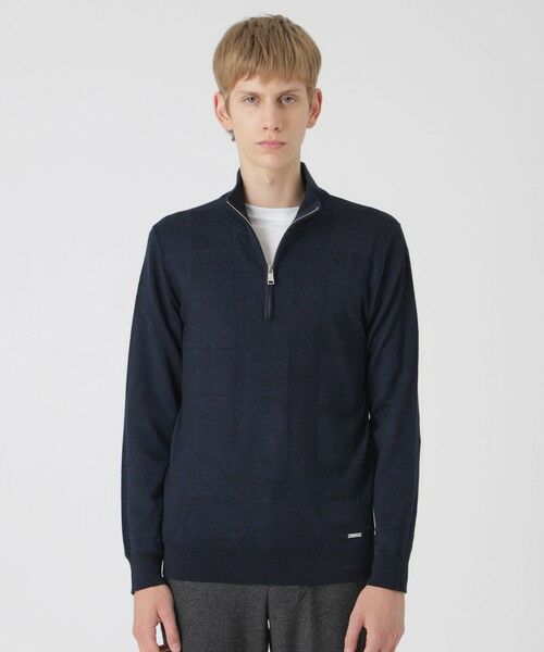 BLUE LABEL / BLACK LABEL CRESTBRIDGE/ブルーレーベル / ブラックレーベル・クレストブリッジ シャドーチェックハーフジップニット ネイビー1 L BLUE LABEL / BLACK LABEL CRESTBRIDGE/ブルーレーベル / ブラックレーベル・クレストブリッジ シャドーチェックハーフジップニット ネイビー1 L