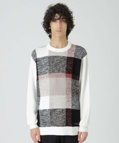 BLUE LABEL / BLACK LABEL CRESTBRIDGE / ブルーレーベル / ブラックレーベル・クレストブリッジ  ニット・セーター | 【一部店舗限定】パネルテクスチャークレストブリッジチェックニット