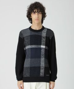 BLUE LABEL / BLACK LABEL CRESTBRIDGE / ブルーレーベル / ブラックレーベル・クレストブリッジ  ニット・セーター | 【一部店舗限定】パネルテクスチャークレストブリッジチェックニット