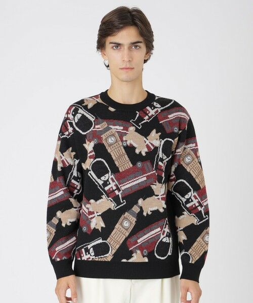 BLUE LABEL / BLACK LABEL CRESTBRIDGE / ブルーレーベル / ブラックレーベル・クレストブリッジ ニット・セーター | 【一部店舗限定】ブリティッシュモチーフジャカードニット(ブラック)