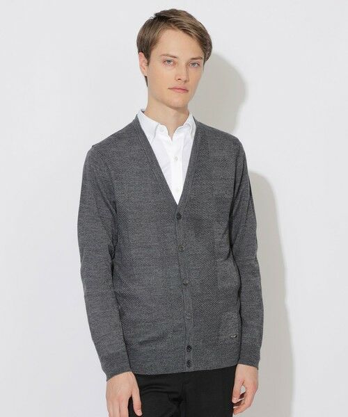BLUE LABEL / BLACK LABEL CRESTBRIDGE/ブルーレーベル / ブラックレーベル・クレストブリッジ 【WEB限定】シャドーチェックニットカーディガン グレー3 M BLUE LABEL / BLACK LABEL CRESTBRIDGE/ブルーレーベル / ブラックレーベル・クレストブリッジ 【WEB限定】シャドーチェックニットカーディガン グレー3 M