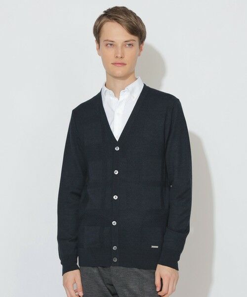 BLUE LABEL / BLACK LABEL CRESTBRIDGE/ブルーレーベル / ブラックレーベル・クレストブリッジ 【WEB限定】シャドーチェックニットカーディガン ネイビー1 L BLUE LABEL / BLACK LABEL CRESTBRIDGE/ブルーレーベル / ブラックレーベル・クレストブリッジ 【WEB限定】シャドーチェックニットカーディガン ネイビー1 L