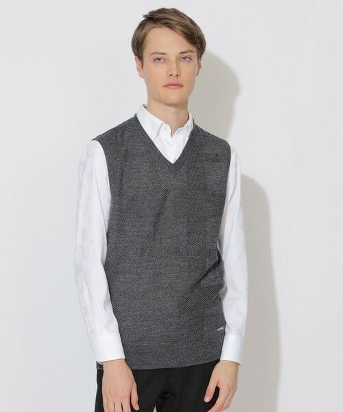 BLUE LABEL / BLACK LABEL CRESTBRIDGE/ブルーレーベル / ブラックレーベル・クレストブリッジ 【WEB限定】シャドーチェックニットベスト グレー3 M BLUE LABEL / BLACK LABEL CRESTBRIDGE/ブルーレーベル / ブラックレーベル・クレストブリッジ 【WEB限定】シャドーチェックニットベスト グレー3 M
