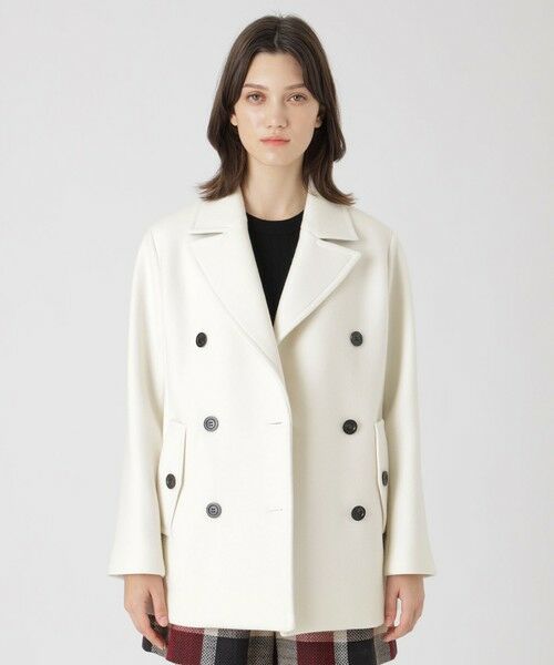 BLUE LABEL / BLACK LABEL CRESTBRIDGE / ブルーレーベル / ブラックレーベル・クレストブリッジ その他アウター | ツイルメルトンピーコート(オフホワイト1)