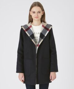 新品未使用　ブルーレーベルクレストブリッジ　フード付きファー黒ミディ丈コート BLUE LABEL / BLACK LABEL CRESTBRIDGE / ブルーレーベル