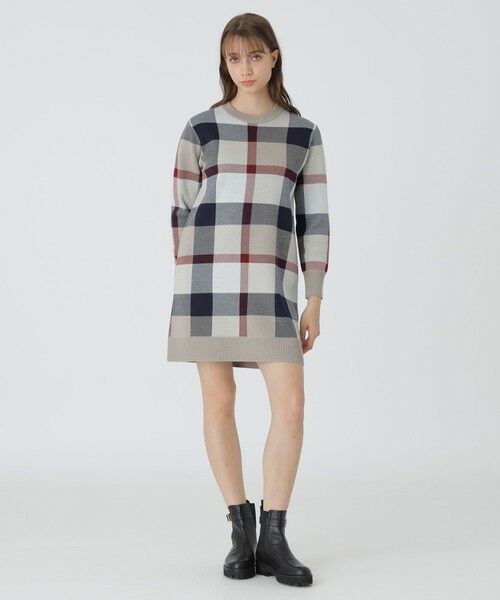BLUE LABEL / BLACK LABEL CRESTBRIDGE / ブルーレーベル / ブラックレーベル・クレストブリッジ  ドレス | クレストブリッジチェックウーリージャカードドレス（ベージュ3）