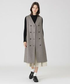 ブルーレーベルクレストブリッジ　ツイードコート　Aライン　ロング　黒 ブルーレーベルクレストブリッジ ツイードコート Aライン ロング