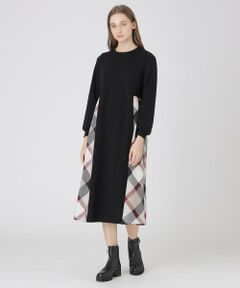 BLUE LABEL / BLACK LABEL CRESTBRIDGE / ブルーレーベル / ブラックレーベル・クレストブリッジ  ドレス | ウールミックスポンチパーシャルチェックドレス