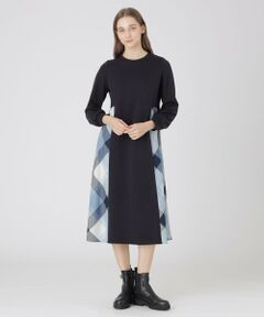 BLUE LABEL / BLACK LABEL CRESTBRIDGE / ブルーレーベル / ブラックレーベル・クレストブリッジ  ドレス | ウールミックスポンチパーシャルチェックドレス