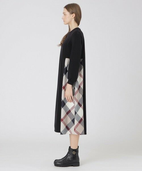 BLUE LABEL / BLACK LABEL CRESTBRIDGE / ブルーレーベル / ブラックレーベル・クレストブリッジ ドレス | ウールミックスポンチパーシャルチェックドレス | 詳細1