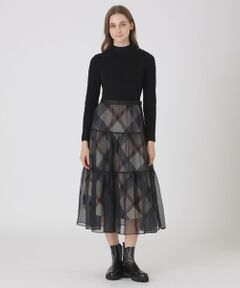 BLUE LABEL / BLACK LABEL CRESTBRIDGE / ブルーレーベル / ブラックレーベル・クレストブリッジ  ドレス | 【取扱店舗限定】クレストブリッジチェックサキソニーニットドッキングドレス