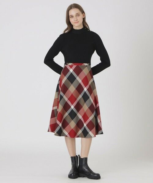 BLUE LABEL / BLACK LABEL CRESTBRIDGE / ブルーレーベル / ブラックレーベル・クレストブリッジ  ドレス | 【取扱店舗限定】クレストブリッジチェックサキソニーニットドッキングドレス | 詳細1