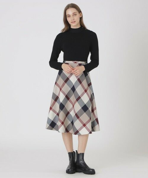 BLUE LABEL / BLACK LABEL CRESTBRIDGE / ブルーレーベル / ブラックレーベル・クレストブリッジ  ドレス | 【取扱店舗限定】クレストブリッジチェックサキソニーニットドッキングドレス | 詳細8