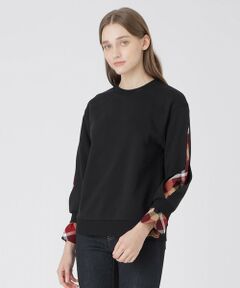 ブルーレーベル サイドチェックカットソー Tシャツ　ブラック ブルーレーベルクレストブリッジ BLUE LABEL CRESTBRIDGE 袖裏CB