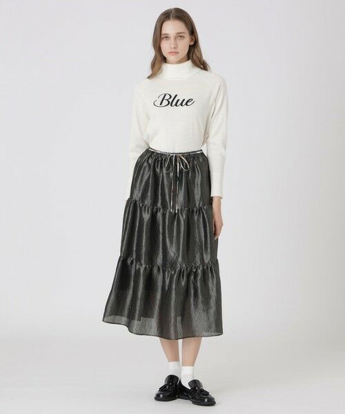 BLUE LABEL / BLACK LABEL CRESTBRIDGE / ブルーレーベル / ブラックレーベル・クレストブリッジ  ミニ・ひざ丈スカート | シャイニーティアードスカート | 詳細1