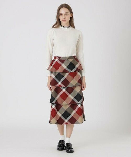 BLUE LABEL / BLACK LABEL CRESTBRIDGE / ブルーレーベル / ブラックレーベル・クレストブリッジ  ミニ・ひざ丈スカート | 【取扱店舗限定】クレストブリッジチェッククロッシングビエラティアードスカート | 詳細1