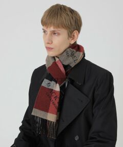 【10th ANNIVERSARY】クレストブリッジチェックロゴジャカードカシミヤマフラー