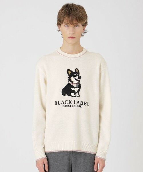 BLUE LABEL / BLACK LABEL CRESTBRIDGE / ブルーレーベル / ブラックレーベル・クレストブリッジ ニット・セーター | コーギーエンブロイダリーニット(オフホワイト1)