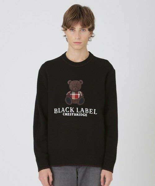 BLUE LABEL / BLACK LABEL CRESTBRIDGE / ブルーレーベル / ブラックレーベル・クレストブリッジ ニット・セーター | 【一部店舗限定】ベアーエンブロイダリーニット(ブラック)
