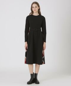 【一部店舗限定】ミラノリブ裏起毛パーシャルチェックドレス