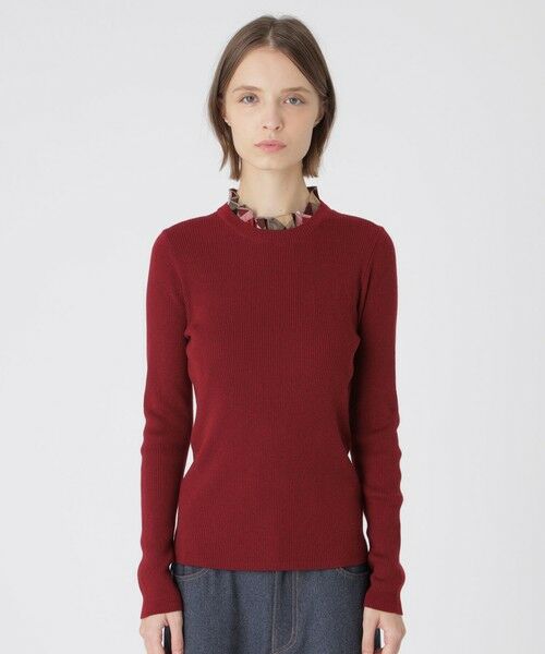 BLUE LABEL / BLACK LABEL CRESTBRIDGE / ブルーレーベル / ブラックレーベル・クレストブリッジ  ニット・セーター | 【一部店舗限定】チェックカラーニットプルオーバー（ワイン1）