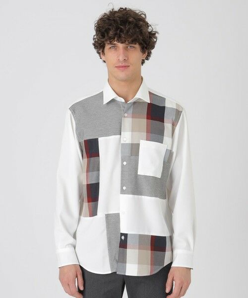 BLUE LABEL / BLACK LABEL CRESTBRIDGE / ブルーレーベル / ブラックレーベル・クレストブリッジ  シャツ・ブラウス | クレスブリッジチェックパッチワークシャツ（オフホワイト1）