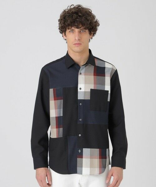 BLUE LABEL / BLACK LABEL CRESTBRIDGE / ブルーレーベル / ブラックレーベル・クレストブリッジ  シャツ・ブラウス | クレスブリッジチェックパッチワークシャツ（ブラック）