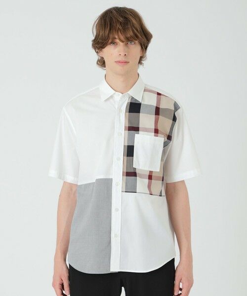 BLUE LABEL / BLACK LABEL CRESTBRIDGE / ブルーレーベル / ブラックレーベル・クレストブリッジ  シャツ・ブラウス | 【一部店舗限定】クレストブリッジチェックパッチワークシャツ（オフホワイト1）