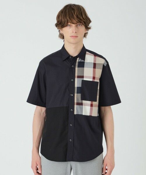 BLUE LABEL / BLACK LABEL CRESTBRIDGE / ブルーレーベル / ブラックレーベル・クレストブリッジ  シャツ・ブラウス | 【一部店舗限定】クレストブリッジチェックパッチワークシャツ（ネイビー1）