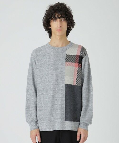 BLUE LABEL / BLACK LABEL CRESTBRIDGE / ブルーレーベル / ブラックレーベル・クレストブリッジ ニット・セーター | 【一部店舗限定】パッチワーククレストブリッジチェックニット(グレー1)