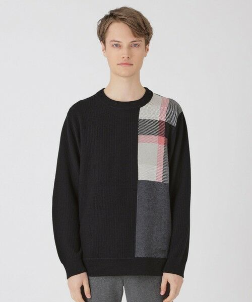 BLUE LABEL / BLACK LABEL CRESTBRIDGE / ブルーレーベル / ブラックレーベル・クレストブリッジ ニット・セーター | 【一部店舗限定】パッチワーククレストブリッジチェックニット(ブラック)