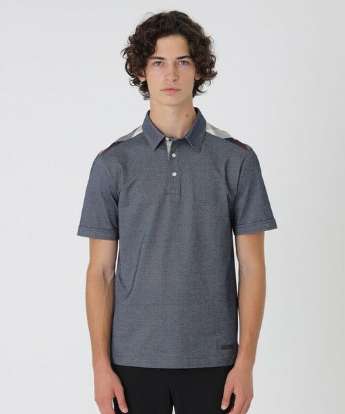 BLUE LABEL / BLACK LABEL CRESTBRIDGE / ブルーレーベル / ブラックレーベル・クレストブリッジ  カットソー | 【一部店舗限定】ショルダーチェックポロシャツ（ブルー4）