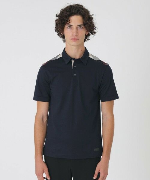 BLUE LABEL / BLACK LABEL CRESTBRIDGE / ブルーレーベル / ブラックレーベル・クレストブリッジ  カットソー | 【一部店舗限定】ショルダーチェックポロシャツ（ネイビー1）