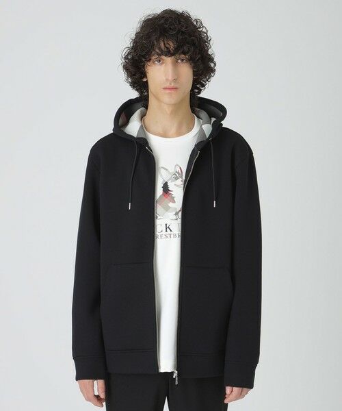 BLUE LABEL / BLACK LABEL CRESTBRIDGE / ブルーレーベル / ブラックレーベル・クレストブリッジ  カットソー | 【一部店舗限定】サイドチェックダンボールパーカー（ブラック）