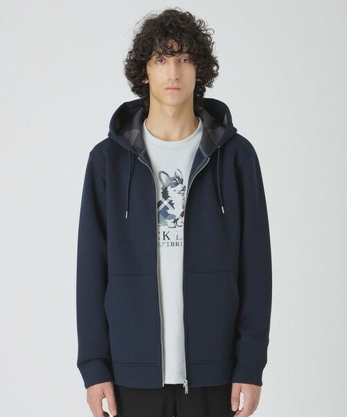 BLUE LABEL / BLACK LABEL CRESTBRIDGE / ブルーレーベル / ブラックレーベル・クレストブリッジ  カットソー | 【一部店舗限定】サイドチェックダンボールパーカー（ネイビー1）